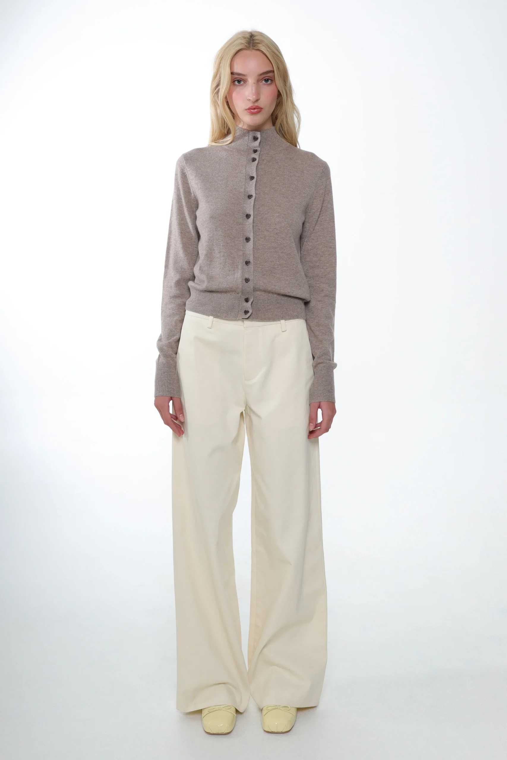 SANDY LIANG BOUIE CARDIGAN IN TAUPE> Knits