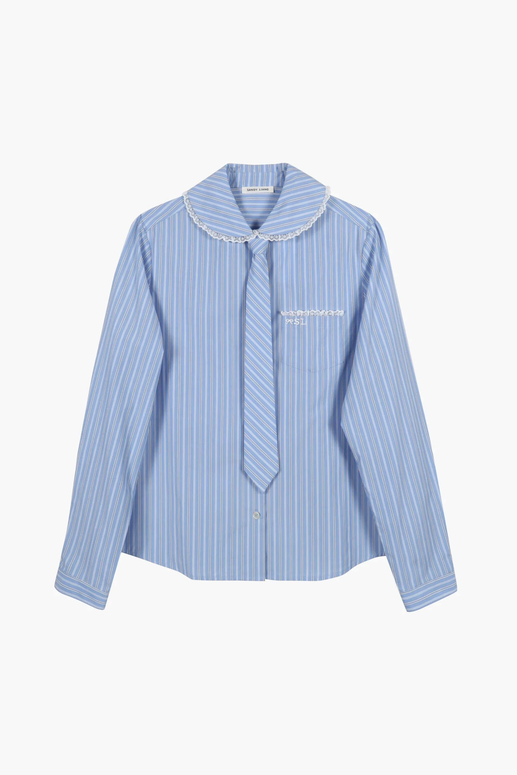 SANDY LIANG CARDIFF SHIRT IN LIGHT BLUE STRIPE> Uniform | Tops