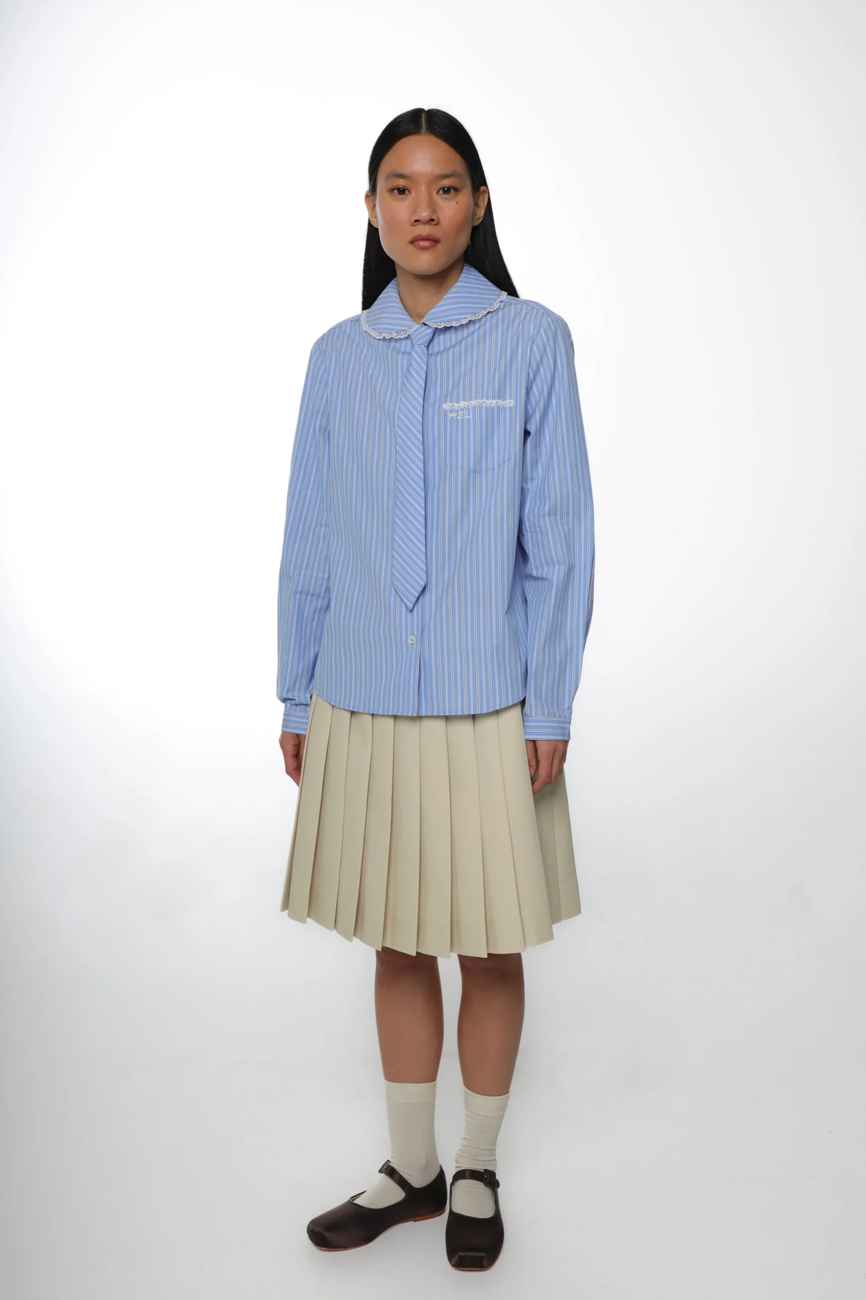 SANDY LIANG CARDIFF SHIRT IN LIGHT BLUE STRIPE> Uniform | Tops