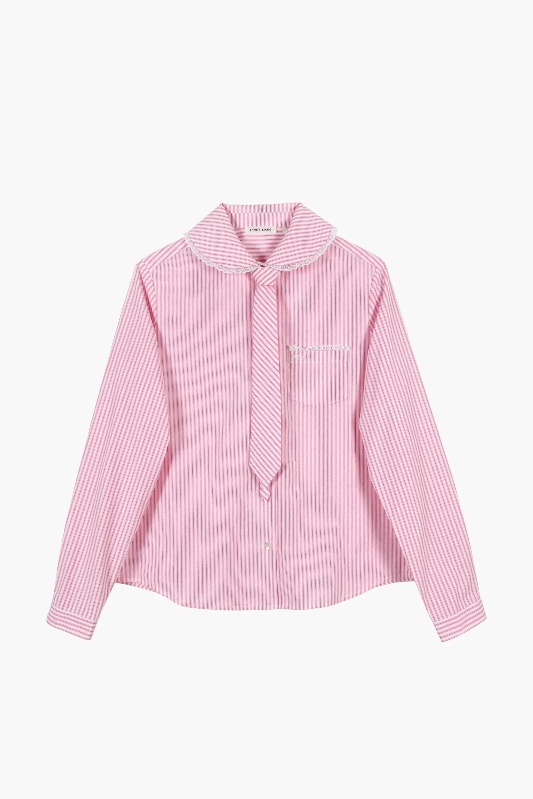SANDY LIANG CARDIFF SHIRT IN PINK STRIPE> Uniform | Tops