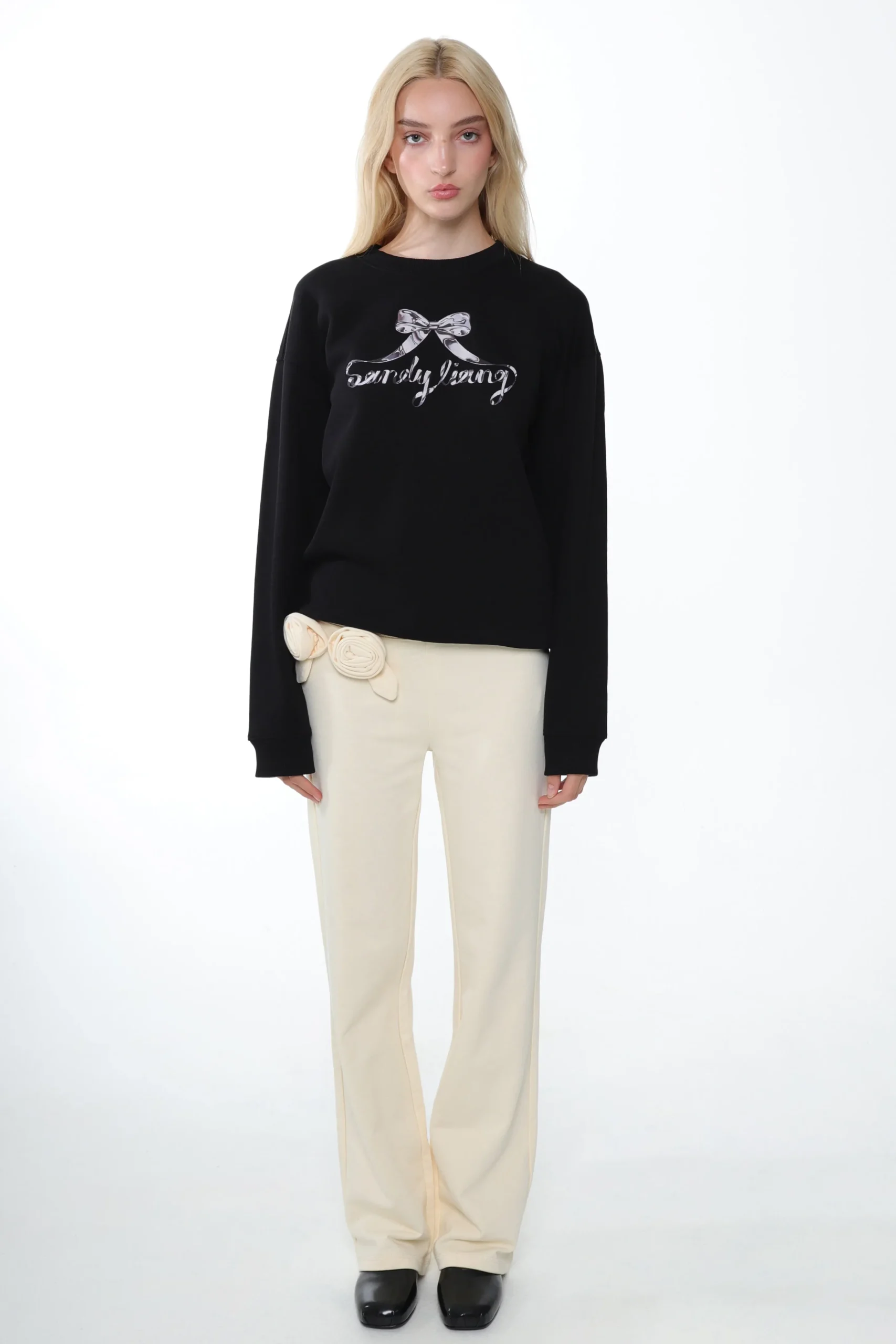 SANDY LIANG CHROME SWEATSHIRT IN BLACK> Tops