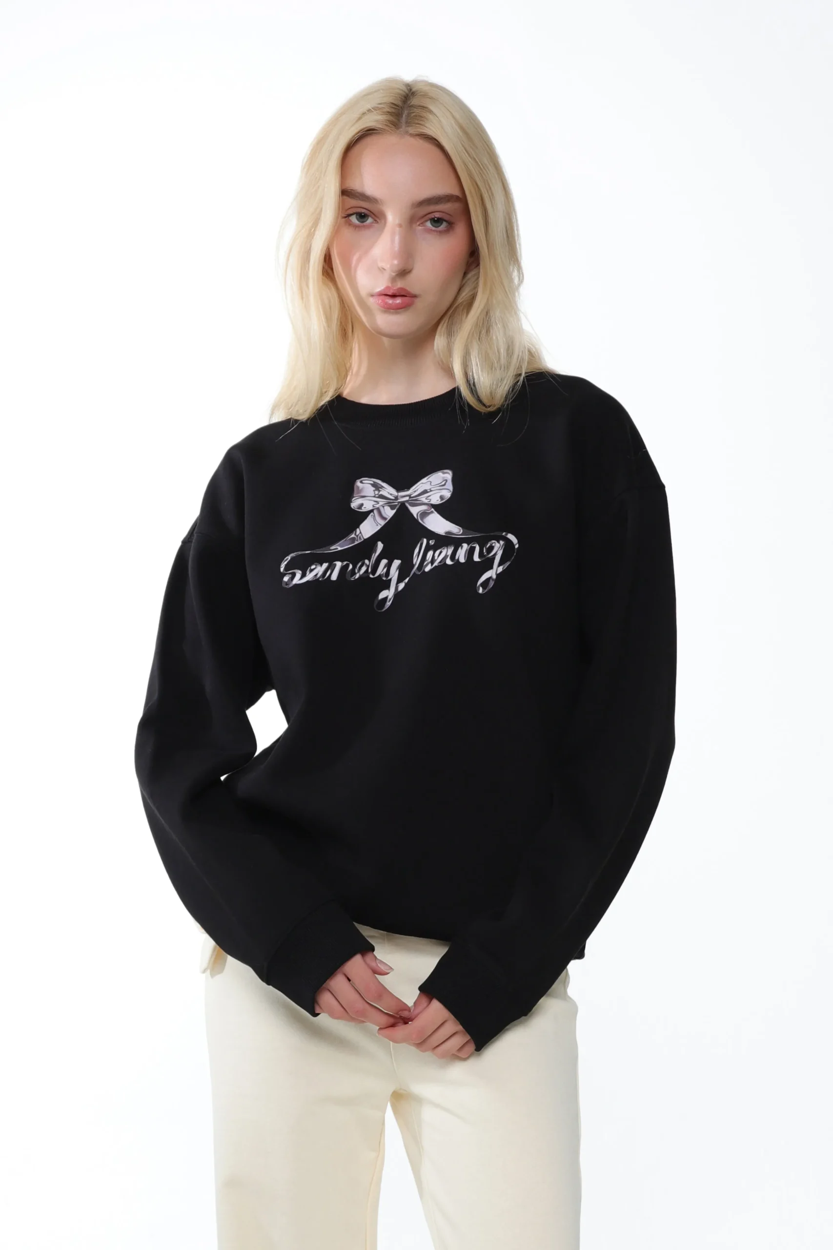 chrome_sweatshirt_in_black_3.webp SANDY LIANG CHROME SWEATSHIRT IN BLACK> Tops