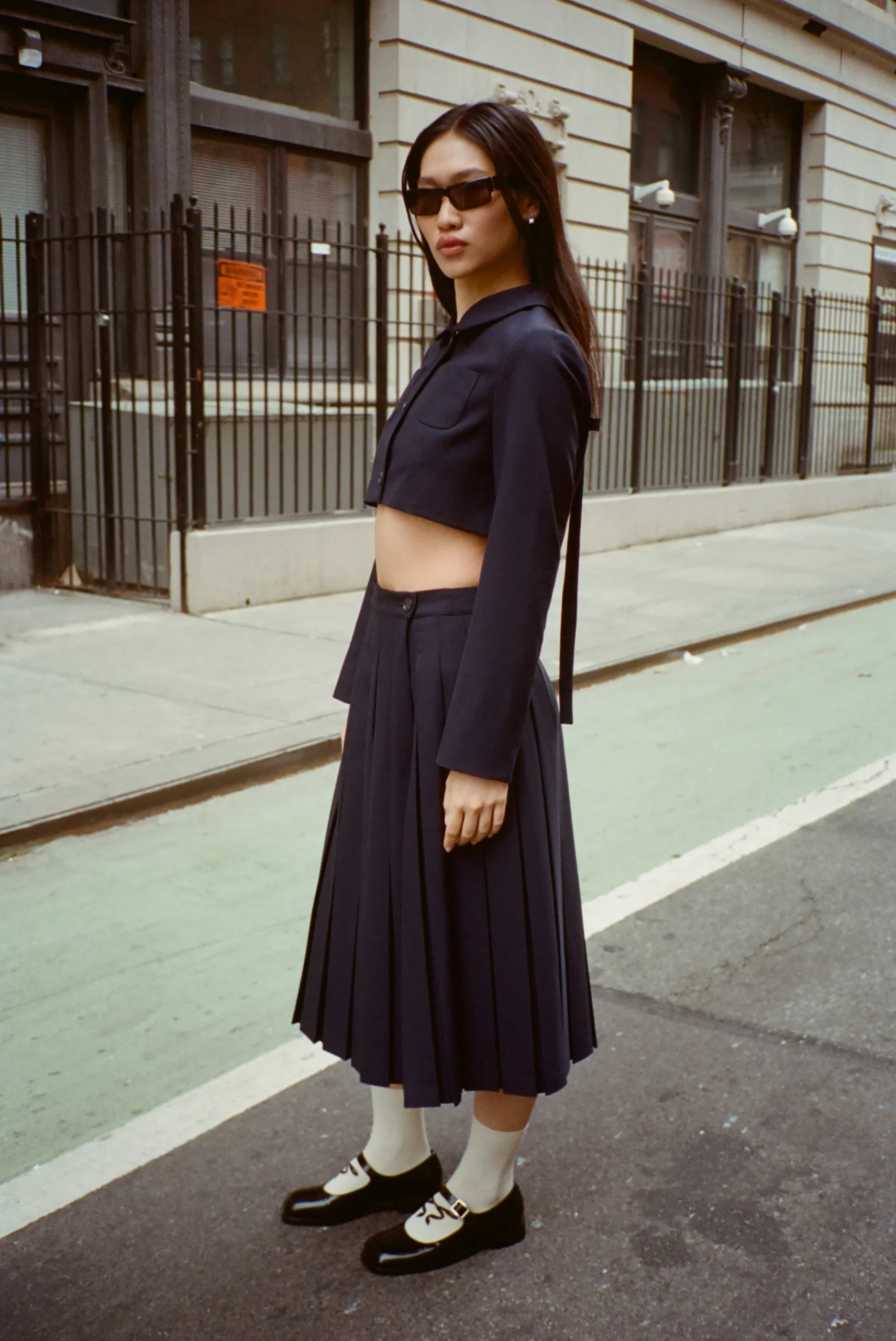 SANDY LIANG ENNIS JACKET IN DARK NAVY> Uniform | Outerwear