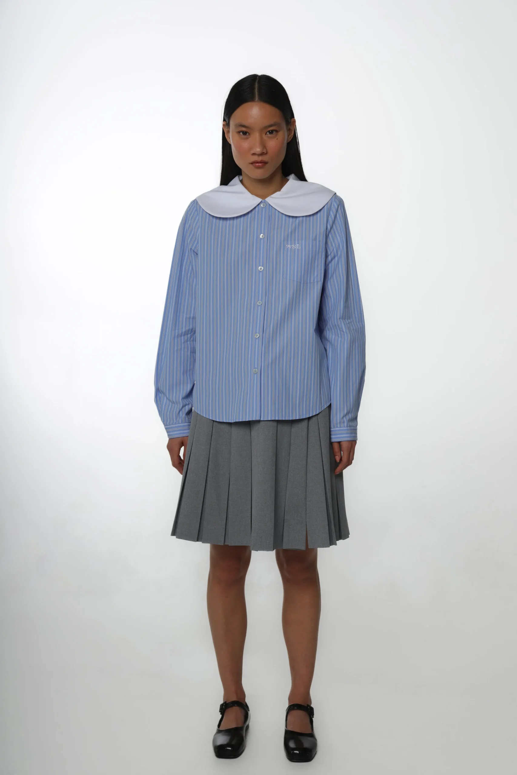 SANDY LIANG LUTON SHIRT IN LIGHT BLUE STRIPE> Uniform | Tops