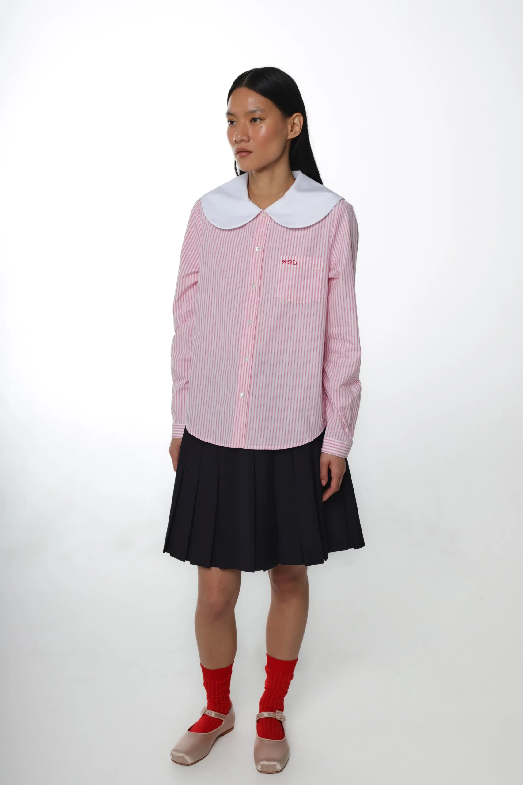 luton_shirt_in_pink_stripe_4.webp SANDY LIANG LUTON SHIRT IN PINK STRIPE> Uniform | Tops