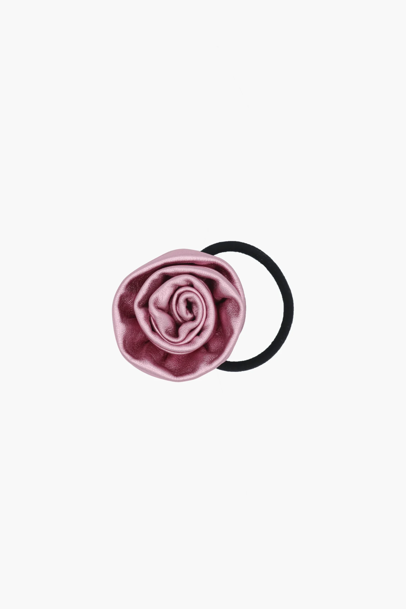 SANDY LIANG ROSETTE HAIR ELASTIC IN METALLIC PINK LEATHER> Hair