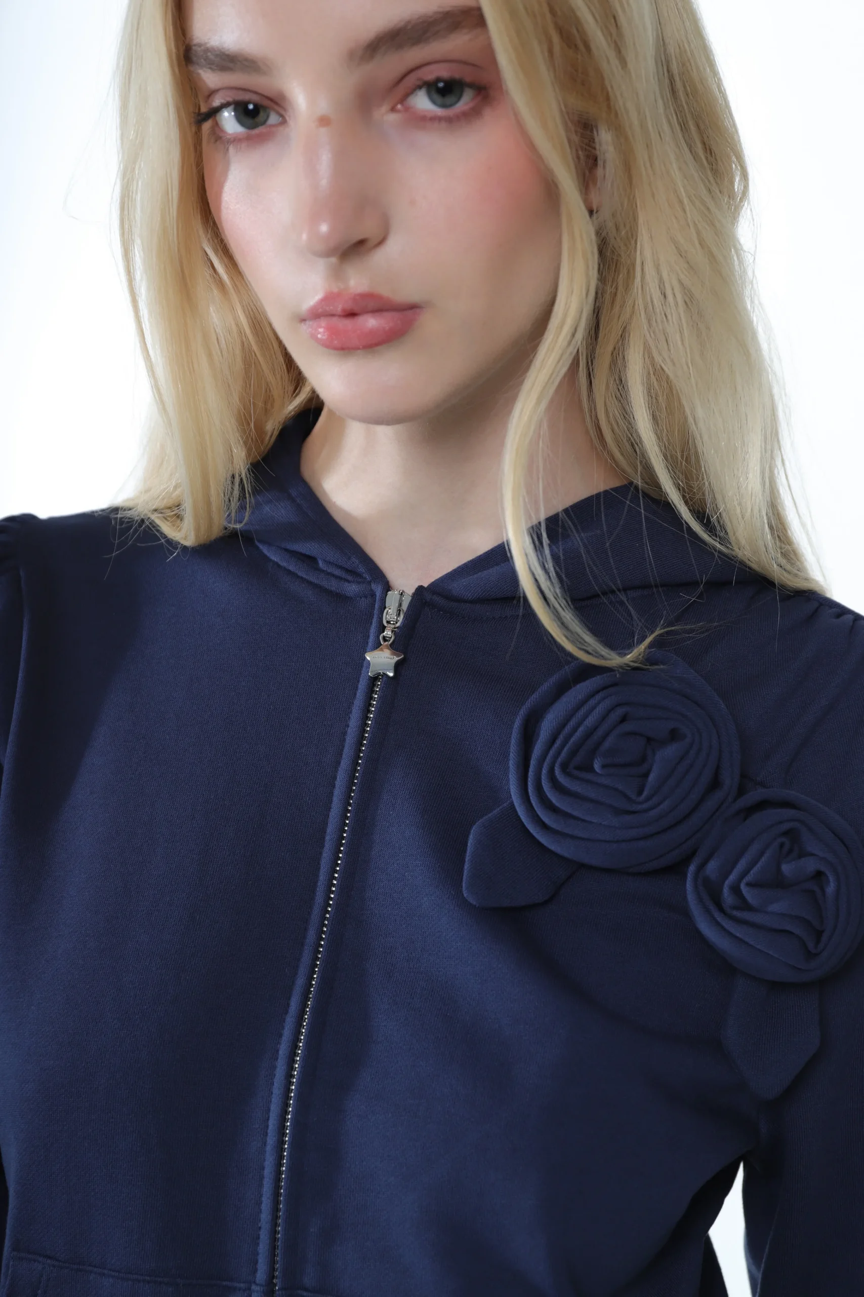 sookie_hoodie_in_navy_4.webp SANDY LIANG SOOKIE HOODIE IN NAVY> Outerwear | Tops