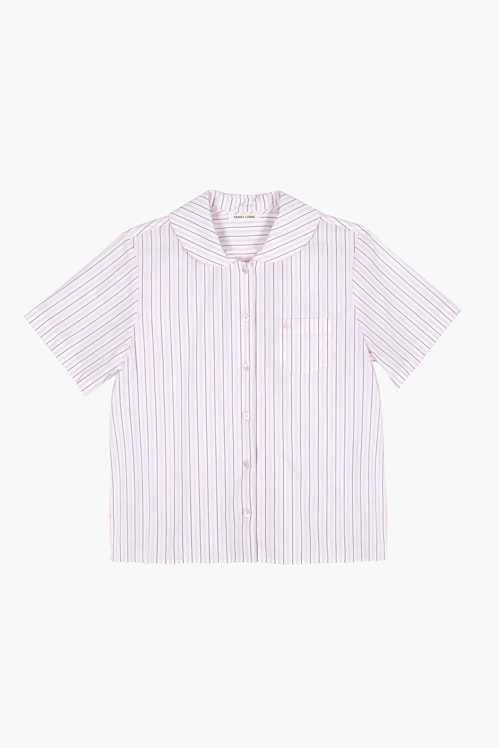 SANDY LIANG SPLITTER TOP IN PINK STRIPE> Uniform | Tops
